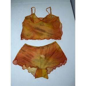Rare Vintage Amapola Sheer Set Tie Dye Orange Yellow Size L See Description